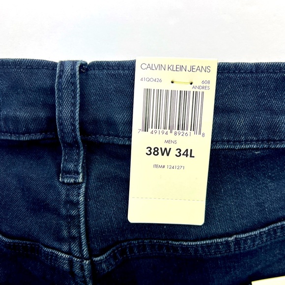 CALVIN KLEIN JEANS, STRAIGHT LEG, BLUE JEANS, STRETCH, SITS AT WAIST, 38W, 34L - Picture 6 of 15